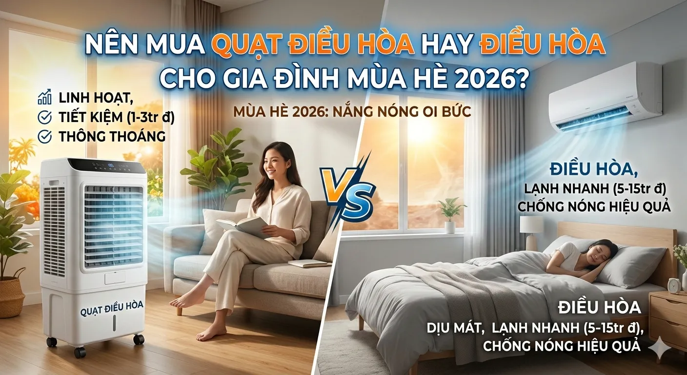 Nên mua quạt điều hòa hay điều hòa cho gia đình mùa hè 2026